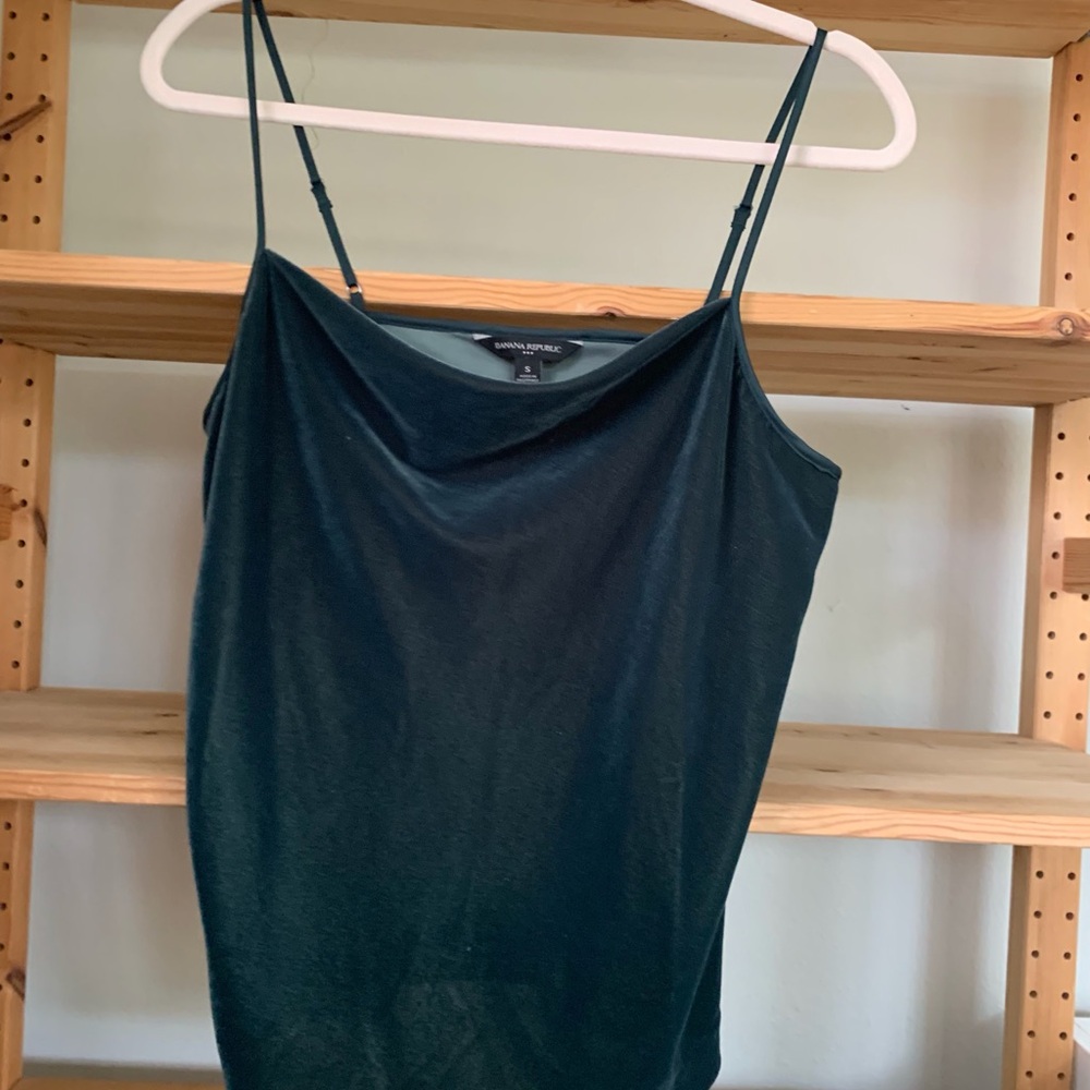 Banana Republic Green Velvet Drape Front Top